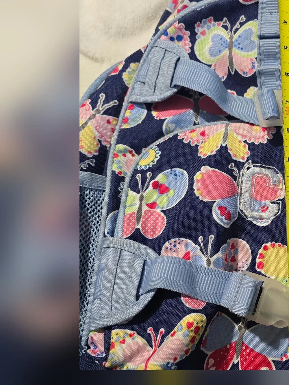 Pottery Barn Kids Blue Butterfly Backpack C Monogram